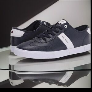 TOMMY HILFIGER LEATHER DARK BLUE PANDORA SNEAKER LACE UP SHOE TMPANDORA2